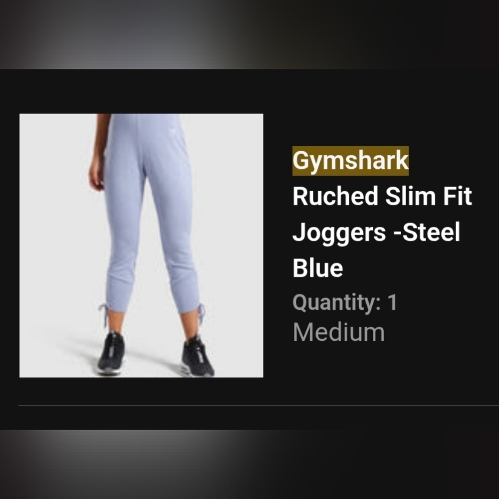 Gymshark Blue Ruched Joggers